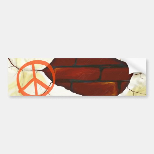 Vredessymbool aan de wand, bumpersticker (Voorkant)