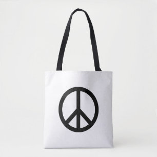 Vredessymbool Anti-Oorlog zwart wit modern Tote Bag