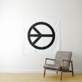 Vredessymbool Anti-Oorlog zwart wit modern Wandkleed (In Situ (horizontaal))