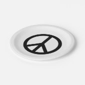 Vredessymbool Anti-Oorlog zwarte witte moderne par Papieren Bordje (Gekanteld)