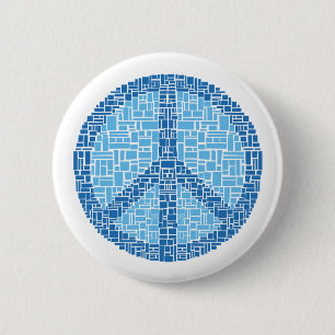 Vredessymbool (blauw) ronde button 5,7 cm