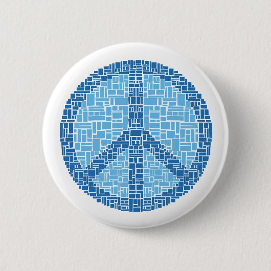 Vredessymbool (blauw) ronde button 5,7 cm (Voorkant)