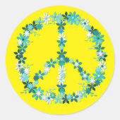 Vredessymbool bloem, klassieke ronde sticker (Voorkant)