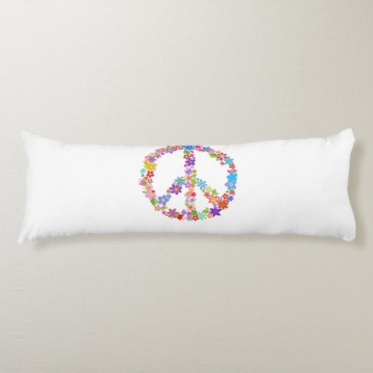 Vredessymbool Bloemkracht Kleurrijk Ontwerp Lichaamskussen (Voorkant)