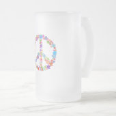 Vredessymbool Bloemkracht Kleurrijk Ontwerp Matglas Bierpul (Voorkant rechts)