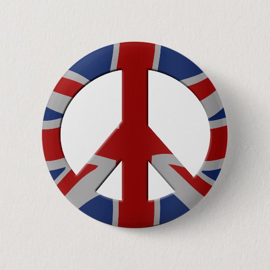 Vredessymbool en Union Jack Ronde Button 5,7 Cm (Voorkant)