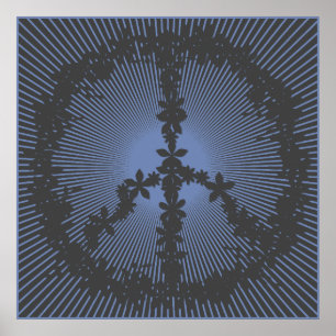 Vredessymbool flower power poster