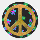 Vredessymbool Flower Retro 60s Stickers (Voorkant)