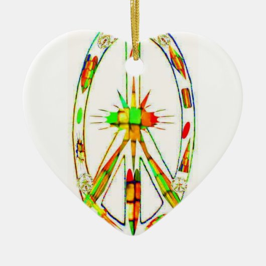 Vredessymbool gekleurd glas keramisch ornament (Voorkant)
