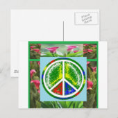 VREDESSYMBOOL: Groene artistieke bloemen Briefkaart (Voorkant / Achterkant)