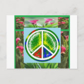 VREDESSYMBOOL: Groene artistieke bloemen Briefkaart (Voorkant)