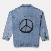 Vredessymbool Hippie Liefde 1960s Tekenborstel Denim Jacket (Achterkant)