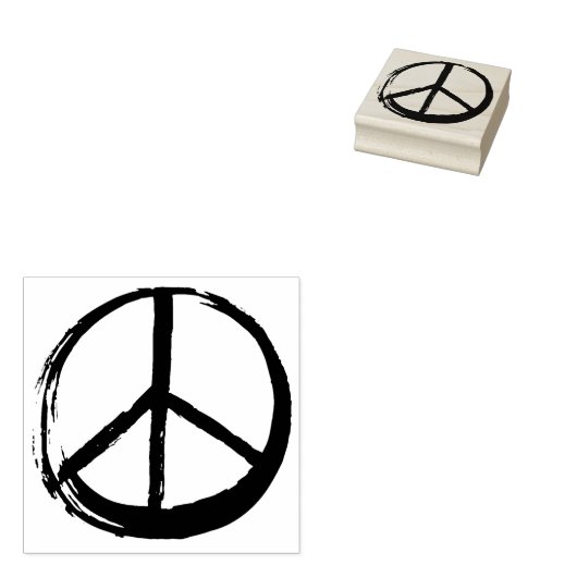 Vredessymbool Hippie Love No War 1960s Sign Rubberstempel (Gestempeld)