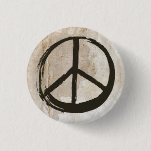Vredessymbool Hippie Love No War Sign Mud Soiled Ronde Button 3,2 Cm