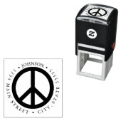 Vredessymbool Hippie Meditatie Retourlabel Zelfinktende Stempel (In situ)