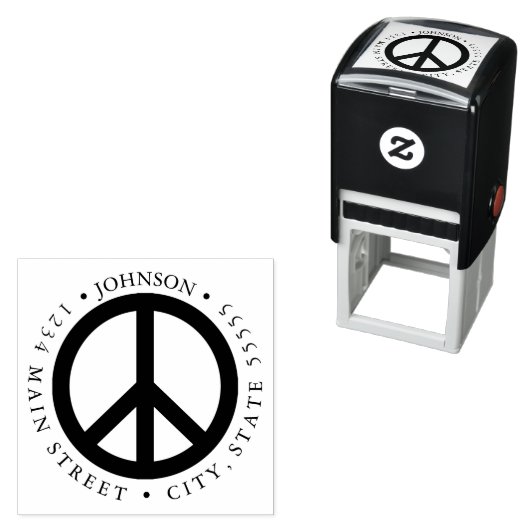 Vredessymbool Hippie Meditatie Retourlabel Zelfinktende Stempel (In situ)