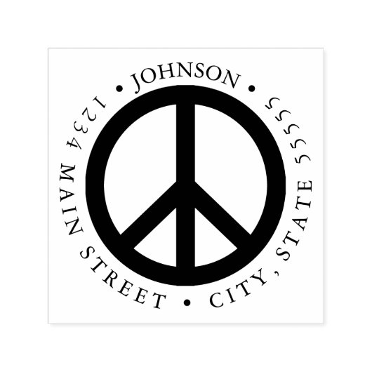 Vredessymbool Hippie Meditatie Retourlabel Zelfinktende Stempel (Design)