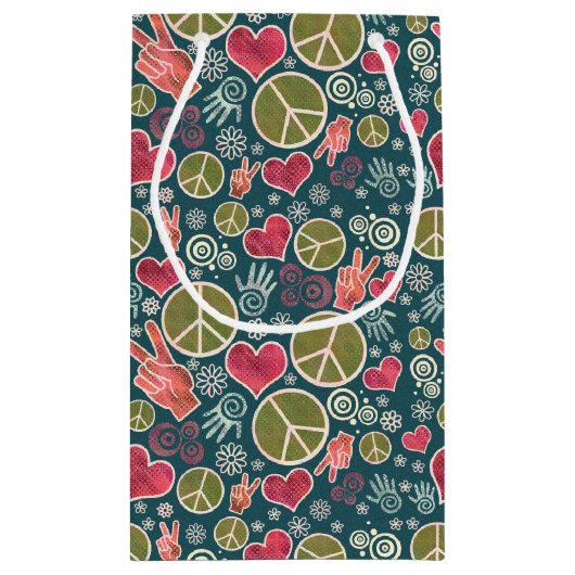 Vredessymbool Hipster Pacifism Sign Design Small G Klein Cadeauzakje (Achterkant)