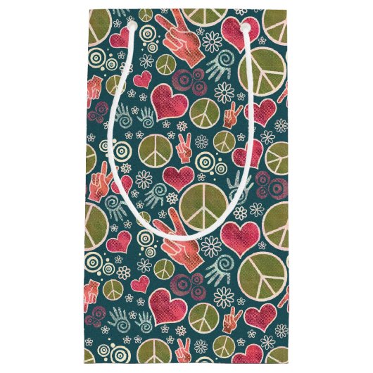 Vredessymbool Hipster Pacifism Sign Design Small G Klein Cadeauzakje (Voorkant)