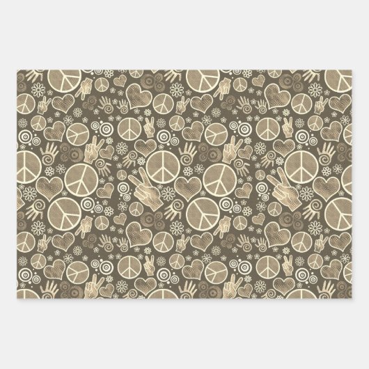 Vredessymbool Hipster Pacifism Sign Set Inpakpapier Vel (Voorkant)