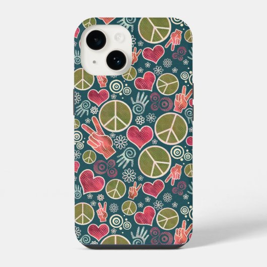 Vredessymbool Hipster Pacifisme Teken iPhone Hoesje (Achterkant)