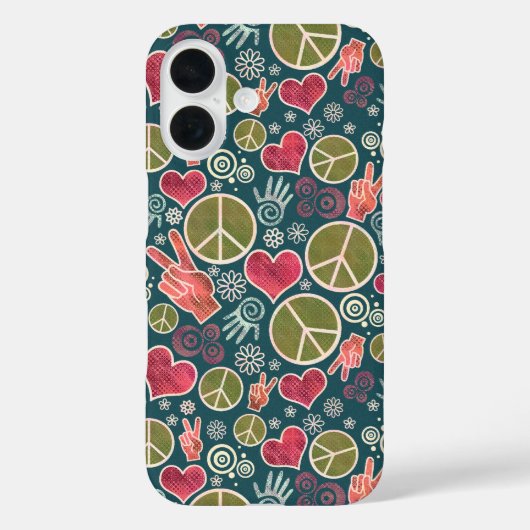 Vredessymbool Hipster Pacifisme Tekenontwerp Case-Mate iPhone Case (Achterkant)