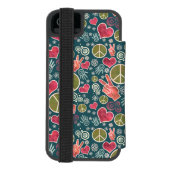 Vredessymbool Hipster Pacifisme Tekenontwerp Incipio iPhone Portemonnee Hoesje (Agenda Achterkant)