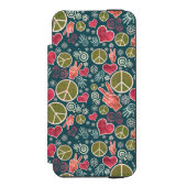 Vredessymbool Hipster Pacifisme Tekenontwerp Incipio iPhone Portemonnee Hoesje (Voorkant Agenda)