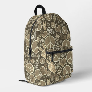 Vredessymbool Hipster Pacifisme Tekenontwerp Sepia Bedrukte Rugzak