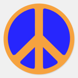 Vredessymbool in blauw en goud ronde sticker