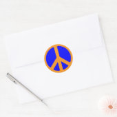 Vredessymbool in blauw en goud ronde sticker (Envelop)