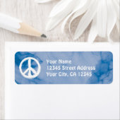 Vredessymbool in het wit op Waterverf Etiket (Insitu)