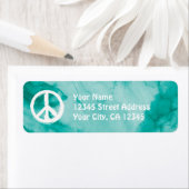 Vredessymbool in het wit op Waterverf Etiket (Insitu)