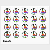 Vredessymbool in Regenboog Glitter Ronde Sticker (Vel)