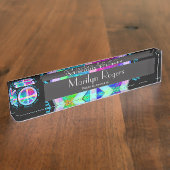 Vredessymbool in regenboogkleuren met levensboom naambordje (Zijkant)