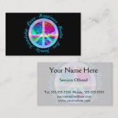 Vredessymbool in regenboogkleuren met levensboom visitekaartje (Voorkant / Achterkant)