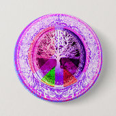 Vredessymbool in regenboogkleuren ronde button 7,6 cm (Voorkant)