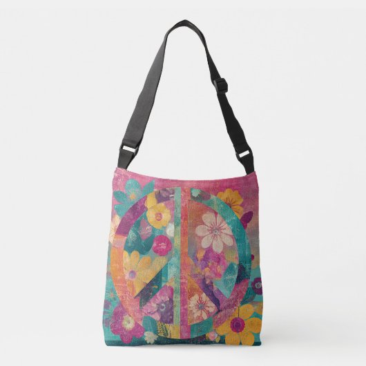 Vredessymbool kleurrijk crossbody tas (Voorkant)