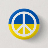 Vredessymbool met Oekraïense vlag anti-oorlog Ronde Button 3,2 Cm (Voorkant)