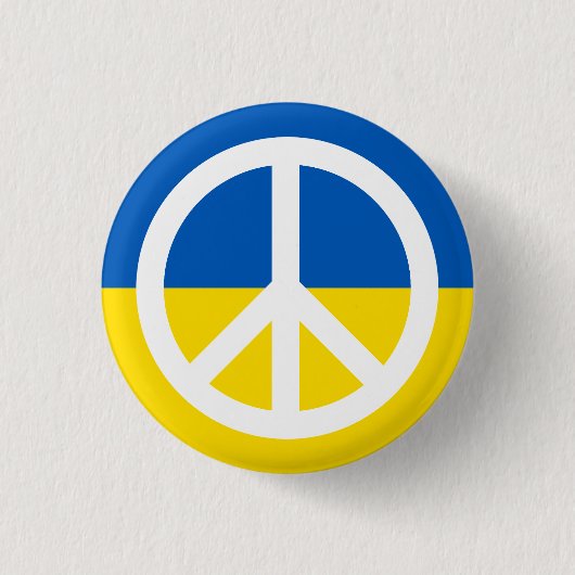 Vredessymbool met Oekraïense vlag anti-oorlog Ronde Button 3,2 Cm (Voorkant)