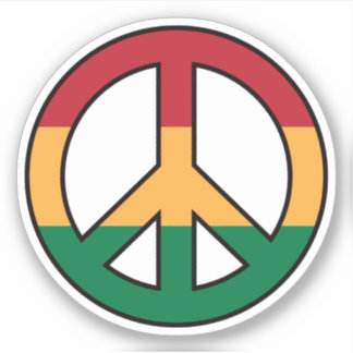 Vredessymbool met rasta kleuren sticker