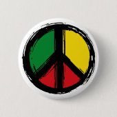 Vredessymbool met reagenskleuren ronde button 5,7 cm (Voorkant)