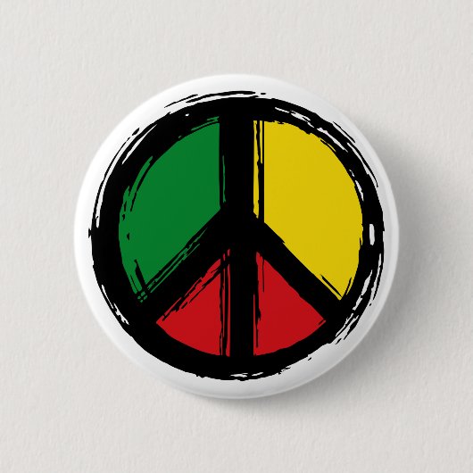 Vredessymbool met reagenskleuren ronde button 5,7 cm (Voorkant)