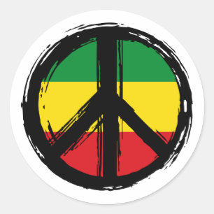 Vredessymbool met reagensstijl ronde sticker