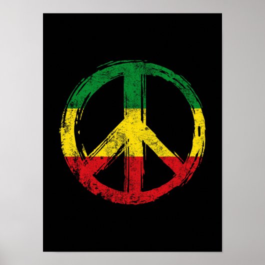 Vredessymbool met reggae kleuren poster (Voorkant)
