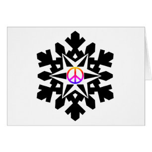 Vredessymbool met sneeuwflake kerstkaart
