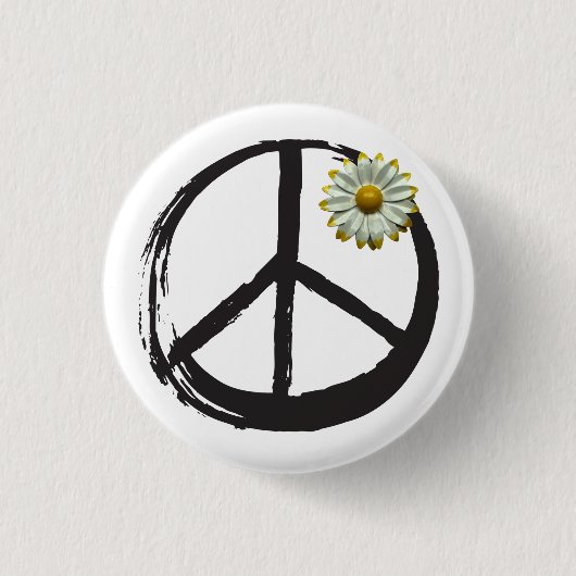 Vredessymbool nr. Oorlogsliefde 1960-teken Daisy L Ronde Button 3,2 Cm (Voorkant)