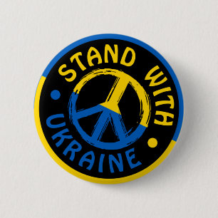 Vredessymbool Oekraïne Ronde Button 5,7 Cm