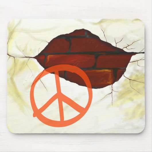 Vredessymbool op de muur, mousepad muismat (Voorkant)