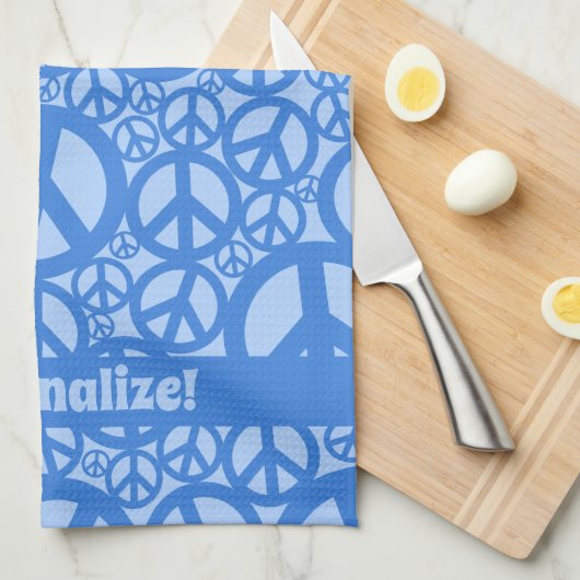 Vredessymbool Patroon blauw Theedoek (Quarter Fold)